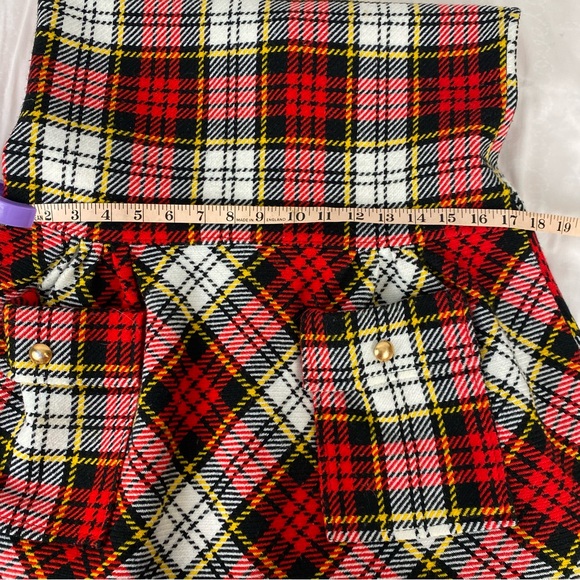 Vintage 70s Plaid Mini Dress Made in Japan Size 12 Red Tartan Mod - Picture 10 of 13